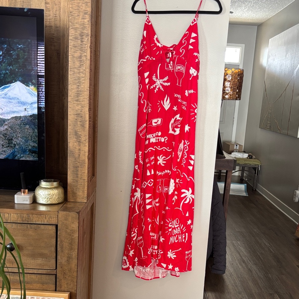 Red Printed Maxi Dress